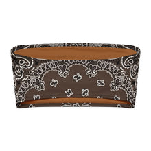 Load image into Gallery viewer, Melodia Gallery brown bandana print recycled polyester bandeau bikini top with UPF 50+ sun protection.

