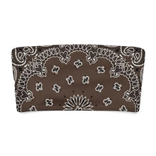 Load image into Gallery viewer, Melodia Gallery brown bandana print recycled polyester bandeau bikini top with UPF 50+ sun protection.
