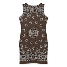 Load image into Gallery viewer, Melodia Gallery brown bandana print sleeveless bodycon cotton-elastane blend dress
