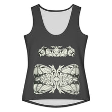 Load image into Gallery viewer, Melodia Gallery dark grey 100% cotton tank top with vintage art nouveau bat graphic print
