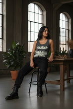 Load image into Gallery viewer, Melodia Gallery dark grey 100% cotton tank top with a vintage bats art nouveau graphic design.
