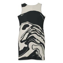 Load image into Gallery viewer, Melodia Gallery black and white marble wash cotton bodycon tank dress with scoop neck
