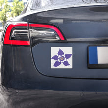 Load image into Gallery viewer, Melodia Gallery purple columbine flower car magnet, Colorado state flower, Art Nouveau style.
