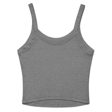 Load image into Gallery viewer, Melodia Gallery grey micro-rib cotton tank top with scoop neck and spaghetti straps.
