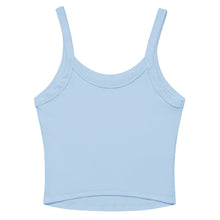 Load image into Gallery viewer, Melodia Gallery light blue 100% cotton micro-rib women's tank top with thin straps and scoop neck.
