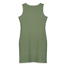 Load image into Gallery viewer, Melodia Gallery olive green 100% cotton bodycon tank dress with vintage floral art print.
