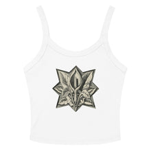 Load image into Gallery viewer, Melodia Gallery white 100% cotton micro-rib tank top with vintage Art Nouveau peace lily graphic.
