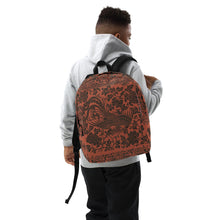Load image into Gallery viewer, Melodia Gallery Phoenix + Floral Minimalist Backpack, terracotta with black phoenix and floral print, polyester
