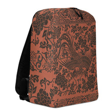 Load image into Gallery viewer, Melodia Gallery Phoenix + Floral Minimalist Backpack in terracotta with black phoenix and floral print. Polyester.
