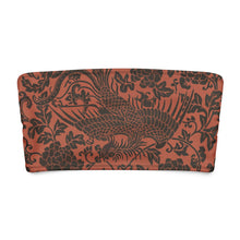 Load image into Gallery viewer, Melodia Gallery Phoenix + Floral Recycled Bandeau Bikini Top. Terracotta with black phoenix and floral print. Recycled polyester and elastane.
