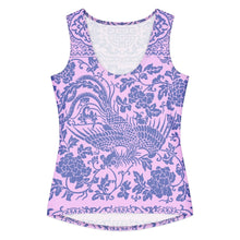 Load image into Gallery viewer, Melodia Gallery women's baby pink 100% cotton tank top with vintage phoenix and floral design.
