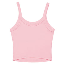 Load image into Gallery viewer, Melodia Gallery pink micro-rib cotton tank top with thin straps and a scoop neckline.
