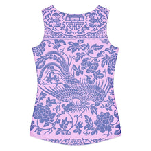 Load image into Gallery viewer, Melodia Gallery women's baby pink 100% cotton tank top with vintage phoenix and floral design.
