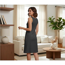 Load image into Gallery viewer, Melodia Gallery sleeveless bodycon dress in dark grey, made from cotton-elastane blend. Vintage inspired.
