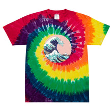 Load image into Gallery viewer, Melodia Gallery rainbow tie-dye oversized t-shirt with The Great Wave graphic print. 100% cotton.
