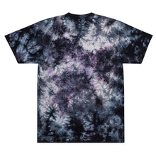 Load image into Gallery viewer, Melodia Gallery oversized tie-dye t-shirt in black, purple, and white 100% cotton with a ribbed neck.
