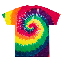 Load image into Gallery viewer, Melodia Gallery oversized tie-dye t-shirt in rainbow colors, made from 100% heavyweight cotton with a ribbed neck.
