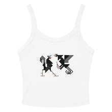 Load image into Gallery viewer, Melodia Gallery white 100% cotton micro-rib tank top with vintage rooster graphic design.

