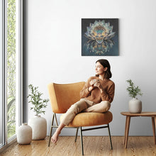 Load image into Gallery viewer, Melodia Gallery You Are The Mirror oil painting reproduction on canvas, featuring a lotus flower with its reflection.
