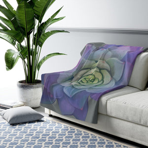Echeveria Succulent Sherpa Fleece Blanket, Original Painting by Melodia Printed on Throw Blanket, Succulent, Cactus, Botanical