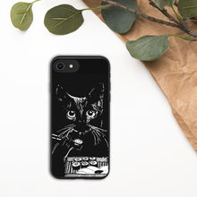 Load image into Gallery viewer, Biodegradable iPhone Case, Black Cat Bento Box Sushi, Original Drawing by Melodia, circa Inktober 2018, iPhone 11, X, 8, 7, SE
