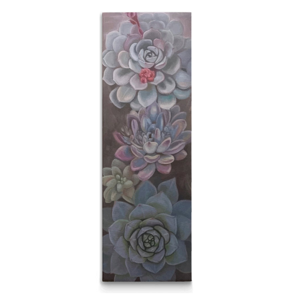 Echeveria II Oil Painting Reproduction, Traditional Stretched Canvas, Original Art By Melodia, Succulent, Cactus, Boho Scandi Botanical Art