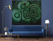 Load image into Gallery viewer, Malachite Painting Reproduced On Traditional Stretched Canvas, Original Art By Melodia, Earthy, Geo, Art, Gem, Boho, Malachite Stone Art
