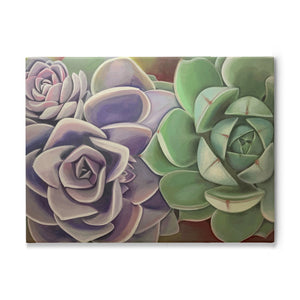 Echeveria Succulent Arrangement, Original Oil Painting By Melodia, Printed On Traditional Stretched Canvas, Living Room Wall Art, Botanical
