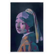 Load image into Gallery viewer, Girl With The Pearl Earring Contemporary Color Painting Remix, Original Oil Painting By Melodia, Renaissance Traditional Stretched Canvas
