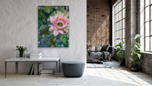 Load image into Gallery viewer, Cactus Bloom I, Oil Painting Reproduction Printed On Traditional Stretched Canvas, Original Art By Melodia, Cactus, Cacti, Succulent Art
