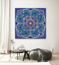Load image into Gallery viewer, Vishuddha Mandala Intuitive Painting By Melodia, Blue Chakra, Energy, Meditation Art, Print On Traditional Stretched Canvas
