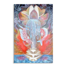 Load image into Gallery viewer, Pisces Oil Painting Giclee Reproduction On Traditional Stretched Canvas, Fine Art, Koi Fish, Lotus, Spiritual, Zodiac Art By Melodia
