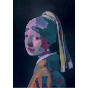 Girl With The Pearl Earring, Contemporary Remix By Melodia, Giclee Art Print, Midcentury Modern, Wall Art Renaissance Art 