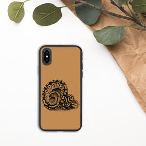 Snake Drawing Biodegradable phone case, iPhone Case with Original Art by Melodia Sublimation Peinted, Animal, Snake, Earthy, Boho Eco Case