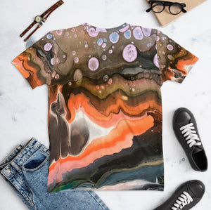 Geode Painting, Original Art by Melodia All Over Sublimation Printed on Women&#39;s T-shirt, Elemental, Earthy, Boho, Geological Clothing Top