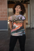 Load image into Gallery viewer, Geode Painting, Original Art by Melodia All Over Sublimation Printed on Women&#39;s T-shirt, Elemental, Earthy, Boho, Geological Clothing Top
