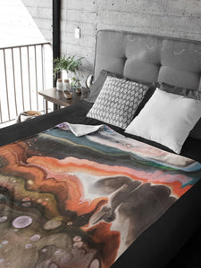 Geode Painting Throw Blanket, Original Art by Melodia Printed on Decorative Cozy Blanket, Oil and Acrylic Painting, Fine Art Blanket