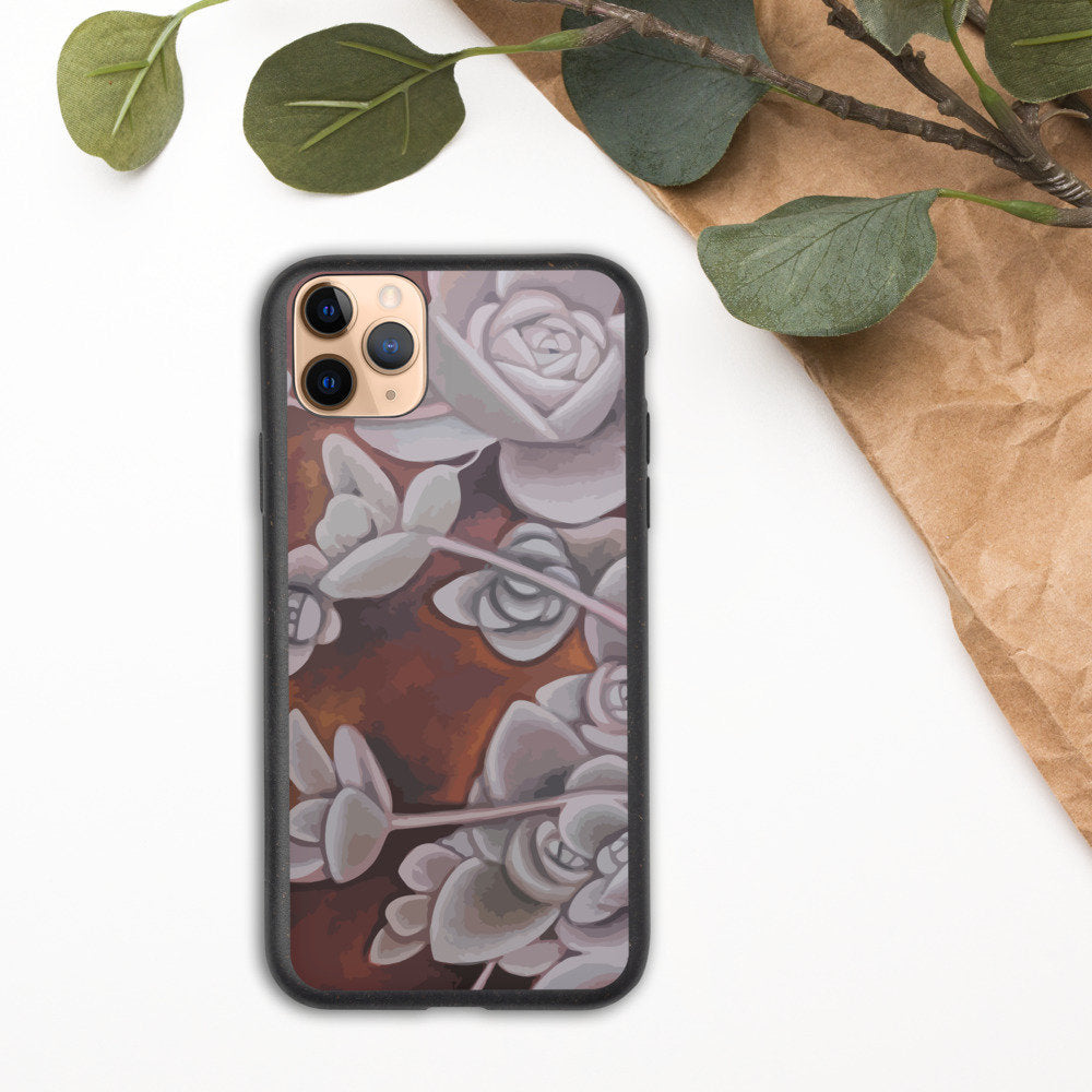 Echeveria I, Biodegradable iPhone Case, Original Oil Painting by Melodia, Printed on Eco-Friendly Case, Boho, Botanical, Succulent, Desert