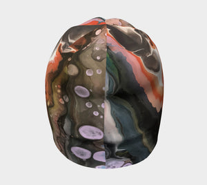 Geode Beanie, Skull Cap, Geological, Bohemian, Paint Pour, Acrylic and Oil Painting Sublimation Printed on Hat, Winter Hat, Art by Melodia