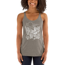 Load image into Gallery viewer, Desert Wanderlust Women&#39;s Racerback Tank, Original Art by Melodia, Sublimation Print on Tank Top, Plant Lover, Bohemian, Desert, Cactus,
