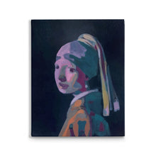 Load image into Gallery viewer, Girl With The Pearl Earring Contemporary Color Painting Remix, Original Oil Painting By Melodia, Renaissance Traditional Stretched Canvas
