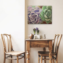 Load image into Gallery viewer, Echeveria Succulent Arrangement, Original Oil Painting By Melodia, Printed On Traditional Stretched Canvas, Living Room Wall Art, Botanical
