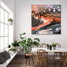 Load image into Gallery viewer, Geode Paint Pour, Reproduction Of Original Painting By Melodia, Geological Earthy Boho Modern Scandi Wall Art Traditional Stretched Canvas
