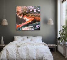 Load image into Gallery viewer, Geode Paint Pour, Reproduction Of Original Painting By Melodia, Geological Earthy Boho Modern Scandi Wall Art Traditional Stretched Canvas
