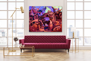 The Tiger Hunt, Contemporary Remix, Original Painting By Melodia Reproduced On Traditional Stretched Canvas, Wall Art, Modern Renaissance