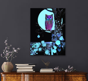 Nightbloomer 2.0 Original Digital Painting By Melodia Reproduced On Traditional Stretched Canvas Owl Art, Decor, Boho, Teen, Living Room Art