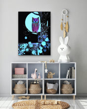 Load image into Gallery viewer, Nightbloomer 2.0 Original Digital Painting By Melodia Reproduced On Traditional Stretched Canvas Owl Art, Decor, Boho, Teen, Living Room Art
