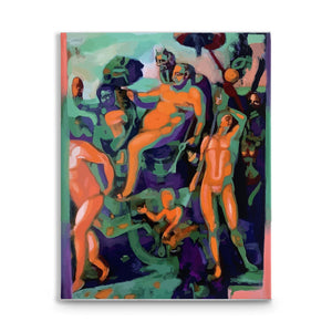 Triumph Of Bacchus, Contemporary Remix, Oil Painting By Melodia Reproduced On Traditional Stretched Canvas, Modern Renaissance Wall Art