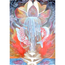 Load image into Gallery viewer, Pisces, Oil Painting By Melodia, Reproduction Giclee Original Art Print, Koi Fish, Lotus, Spiritual, Contemporary Wall Art
