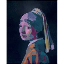 Load image into Gallery viewer, Girl With The Pearl Earring, Contemporary Remix By Melodia, Giclee Art Print, Midcentury Modern, Wall Art Renaissance Art 
